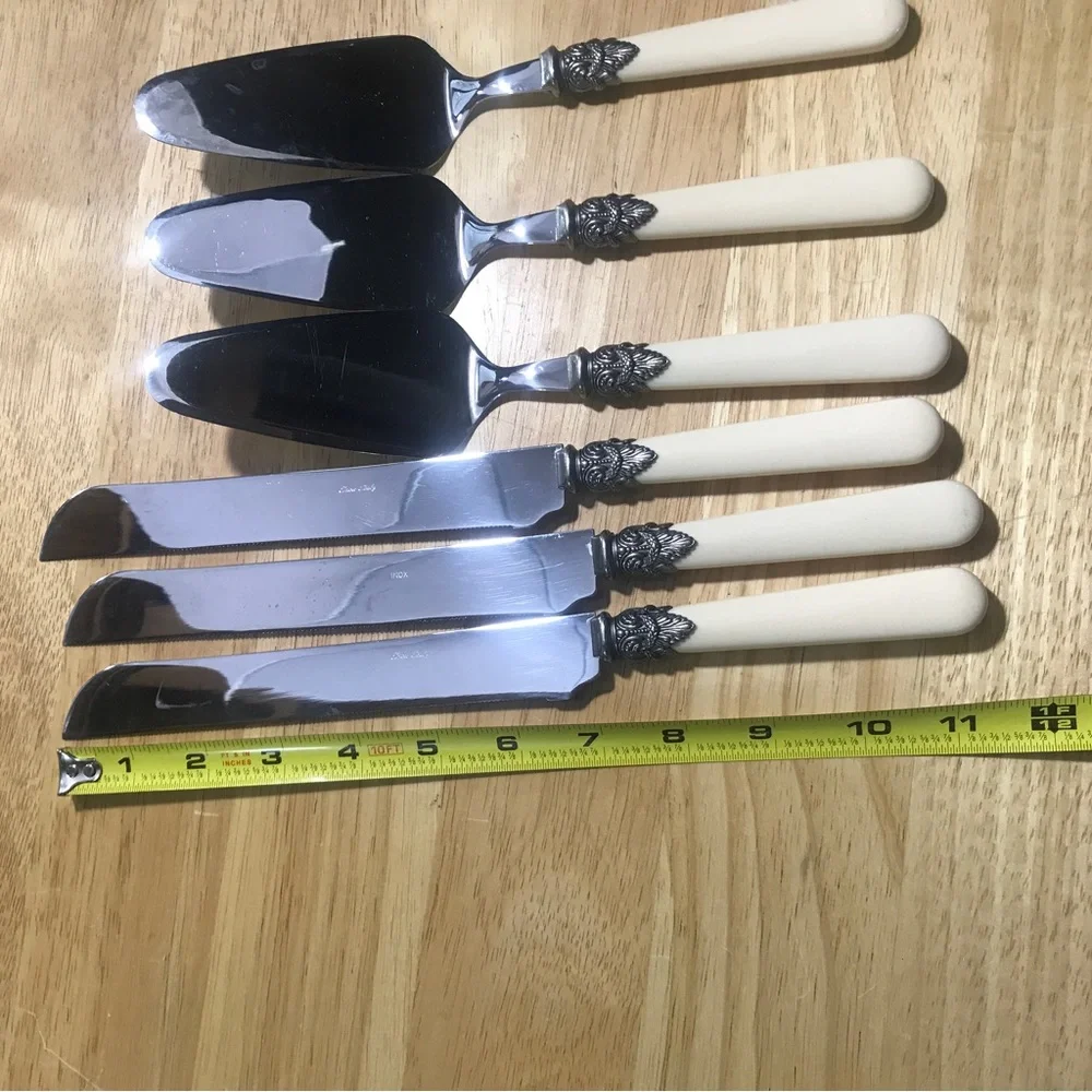 Vintage Inox 18/10 Italy Napoleon Ivory Large Serving Knife & Server Set Of 3